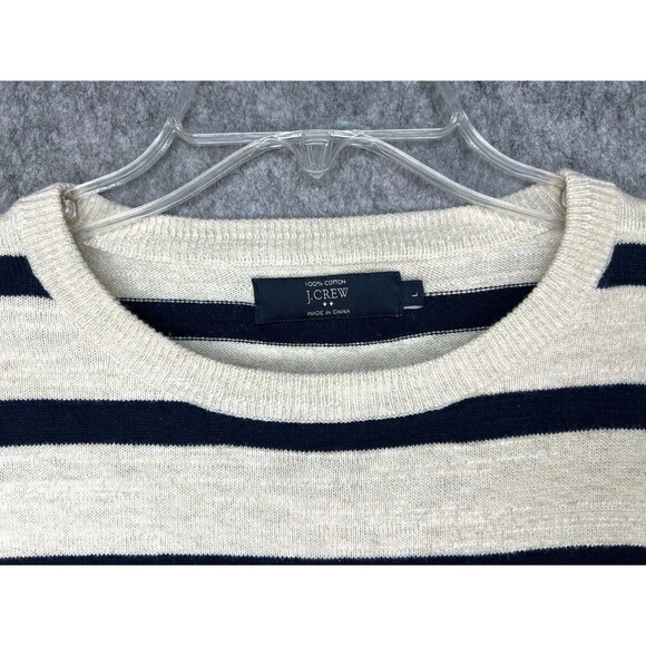 J. Crew Classic Mariner Sweater Blue Beige Stripe Shirt Preppy Casual Nautical - Picture 9 of 9